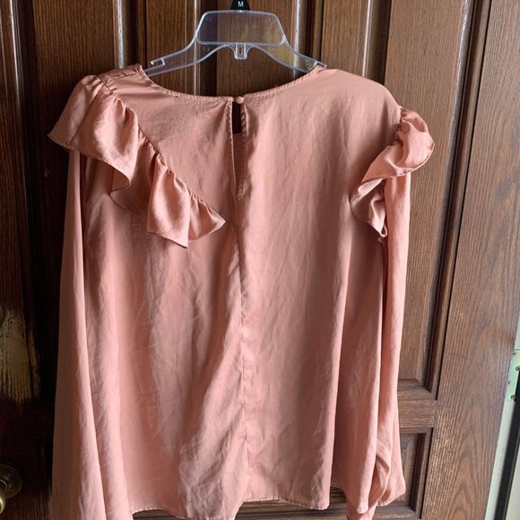 Lane Bryant blush silk ruffle accent long sleeve - Picture 7 of 7